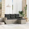 Image de vidaXL Salon de Jardin avec Coussins 4 pcs, Canapés de Terrasse, Ensemble de Meubles de Patio, Mobilier d'Extérieur, Gris 3253609