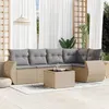 Image de vidaxl Salon de jardin modulable - Lot de 6 pièces - Rotin beige - Table fixe - 5 personnes