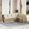 Image de Salon de jardin modulable vidaxl resine tressee 6 pieces 6 personnes 62 x 71 x 69 cm beige