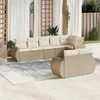Image de Salon de jardin modulable Vidaxl rotin beige 8 pieces x 70 x 69 8 personnes