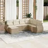 Image de Salon de jardin modulable Vidaxl rotin beige 7 pieces x 71 x 69 7 personnes