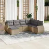 Image de vidaXL Salon de Jardin avec Coussins 7 pcs, Canapés de Terrasse, Ensemble de Meubles de Patio, Mobilier d'Extérieur, Beige 3254036