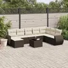 Image de Salon de jardin modulable vidaxl 8 personnes marron resine tressee 55 x 53 x 55 cm 9 pieces