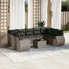Image de vidaXL Salon de Jardin avec Coussins 10 pcs, Canapés de Terrasse, Ensemble de Meubles de Patio, Mobilier d'Extérieur, Gris 3254147