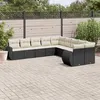 Image de vidaXL Salon de Jardin avec Coussins 10 pcs, Canapés de Terrasse, Ensemble de Meubles de Patio, Mobilier d'Extérieur, Noir 3254243
