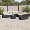 Image de vidaXL Salon de Jardin avec Coussins 11 pcs, Canapés de Terrasse, Ensemble de Meubles de Patio, Mobilier d'Extérieur, Noir 3254253
