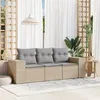 Image de vidaXL Salon de Jardin avec Coussins 3 pcs, Canapés de Terrasse, Ensemble de Meubles de Patio, Mobilier d'Extérieur, Beige 3254596
