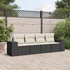 Image de vidaXL Salon de Jardin avec Coussins 4 pcs, Canapés de Terrasse, Ensemble de Meubles de Patio, Mobilier d'Extérieur, Noir 3254613