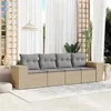 Image de vidaXL Salon de Jardin avec Coussins 4 pcs, Canapés de Terrasse, Ensemble de Meubles de Patio, Mobilier d'Extérieur, Beige 3254616