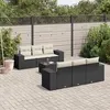 Image de Salon de jardin modulable VIDAXL rotin noir 7 pieces x 83 x 69 6 personnes