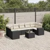 Image de vidaXL Salon de Jardin avec Coussins 8 pcs, Canapés de Terrasse, Ensemble de Meubles de Patio, Mobilier d'Extérieur, Noir 3254673