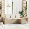 Image de vidaXL Salon de Jardin avec Coussins 4 pcs, Canapés de Terrasse, Ensemble de Meubles de Patio, Mobilier d'Extérieur, Beige 3254805