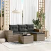 Image de vidaXL Salon de Jardin avec Coussins 5 pcs, Canapés de Terrasse, Ensemble de Meubles de Patio, Mobilier d'Extérieur, Gris 3254817