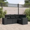 Image de Salon de jardin modulable vidaxl rotin 4 pieces 4 personnes 62 x 62 x 69 cm noir
