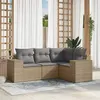 Image de vidaXL Salon de Jardin avec Coussins 4 pcs, Canapés de Terrasse, Ensemble de Meubles de Patio, Mobilier d'Extérieur, Beige 3254846