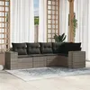 Image de vidaXL Salon de Jardin avec Coussins 5 pcs, Canapés de Terrasse, Ensemble de Meubles de Patio, Mobilier d'Extérieur, Gris 3254867