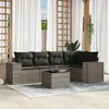 Image de Salon de jardin modulable vidaxl rotin gris 6 pieces 62 x 62 x 69 cm 5 personnes