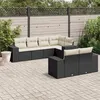 Image de Salon de jardin modulable Vidaxl 7 pieces 7 personnes noir 62 x 62 x 69 cm resine tressee