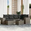 Image de VIDAXL Salon de jardin modulable Lot de 7 pièces rotin gris 6 personnes - Table fixe avec rangement