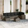 Image de Salon de jardin modulable Vidaxl 7 personnes 8 pieces resine tressee 62 x 62 x 69 cm gris