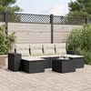 Image de Salon de jardin modulable vidaxl rotin noir 6 personnes 62 x 55 x 69 cm 7 pieces