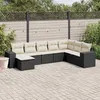 Image de vidaXL Salon de Jardin avec Coussins 8 pcs, Canapés de Terrasse, Ensemble de Meubles de Patio, Mobilier d'Extérieur, Noir 3255293