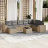 Image de Vidaxl Salon de jardin modulable 9 pieces - Résine tressée beige - 8 personnes - Table fixe - 62 x 62 x 69 cm