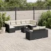 Image de vidaXL Salon de Jardin avec Coussins 10 pcs, Canapés de Terrasse, Ensemble de Meubles de Patio, Mobilier d'Extérieur, Noir 3255363