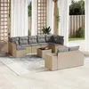 Image de vidaXL Salon de Jardin avec Coussins 10 pcs, Canapés de Terrasse, Ensemble de Meubles de Patio, Mobilier d'Extérieur, Beige 3255366