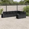 Image de vidaXL Salon de Jardin avec Coussins 9 pcs, Canapés de Terrasse, Ensemble de Meubles de Patio, Mobilier d'Extérieur, Noir 3255372