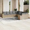 Image de vidaXL Salon de Jardin avec Coussins 10 pcs, Canapés de Terrasse, Ensemble de Meubles de Patio, Mobilier d'Extérieur, Beige 3255446