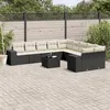 Image de Salon de jardin modulable Vidaxl resine tressee 11 pieces noir 62 x 62 x 69 10 personnes