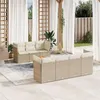 Image de Salon de jardin modulable Vidaxl rotin beige 8 pieces 5 personnes