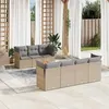 Image de Salon de jardin modulable Vidaxl resine tressee beige 6 pieces 8 personnes