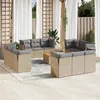 Image de Salon de jardin modulable vidaxl resine tressee beige 13 pieces 62 x 62 x 69 cm 12 personnes