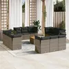 Image de Salon de jardin modulable vidaxl 13 pieces 12 personnes rotin 62 x 62 x 69 cm gris