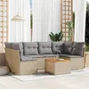 Image de Salon de jardin modulable vidaxl resine tressee beige 6 personnes 62 x 62 x 69 cm 7 pieces