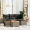 Image de Salon de jardin modulable Vidaxl gris resine tressee 5 pieces 62.0 x 62 x 69 cm 4 personnes