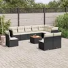 Image de vidaXL Salon de Jardin avec Coussins 11 pcs, Canapés de Patio, Ensemble de Meubles, Mobilier de Terrasse Exterieur, Noir 3256028