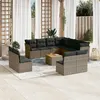 Image de Salon de jardin modulable vidaxl resine tressee 11 personnes gris 62 x 62 x 69 cm 12 pieces