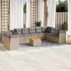 Image de Vidaxl Salon de jardin modulable - Lot de 11 pièces - Rotin beige 10 personnes avec rangement