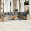 Image de Vidaxl Salon de jardin modulable 12 pièces résine tressée beige fixe 11 personnes 62x62x69 cm