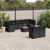 Image de vidaXL Salon de Jardin avec Coussins 10 pcs, Canapés de Terrasse, Ensemble de Meubles de Patio, Mobilier d'Extérieur, Noir 3256139