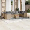 Image de Salon de jardin modulable vidaxl beige resine tressee 10 personnes 62 x 62 x 69 cm 11 pieces