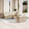 Image de Salon de jardin modulable vidaxl 9 personnes beige 10 pieces 62 x 62 x 69 cm rotin