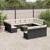 Image de vidaXL Salon de Jardin avec Coussins 14 pcs, Canapés de Patio, Ensemble de Meubles, Mobilier de Terrasse Exterieur, Noir 3256231