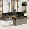 Image de vidaXL Salon de Jardin avec Coussins 14 pcs, Canapés de Terrasse, Ensemble de Meubles de Patio, Mobilier d'Extérieur, Gris 3256256