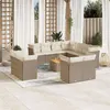 Image de Salon de jardin modulable vidaxl rotin beige 12 pieces 62 x 62 x 69 cm 11 personnes