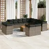 Image de Salon de jardin Vidaxl rotin gris 14 pieces