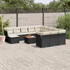 Image de Salon de jardin modulable vidaxl 12 personnes resine tressee 13 pieces 62 x 62 x 69 cm noir